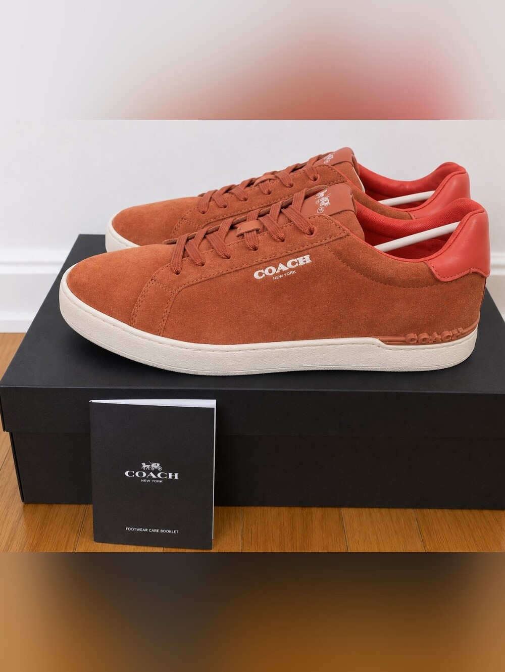 COACH Men's Rust Suede Sneakers with White Sole